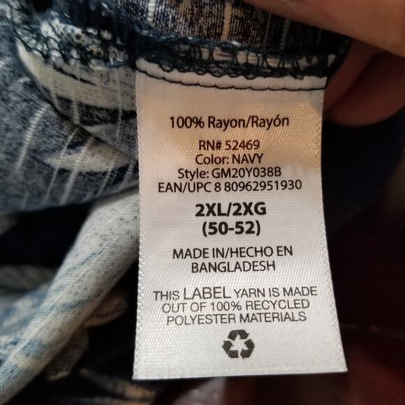 GEORGE Button Up Shirt Men's Short Sleeve Blue Floral Tropical Size 2XL ( 50-52) - Picture 9 of 10